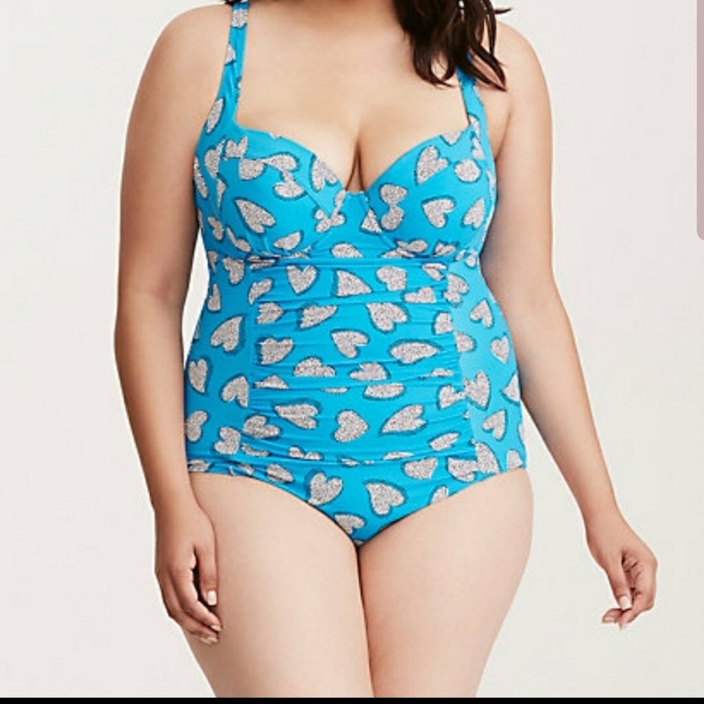 Torrid blue one piece swim suit size 1